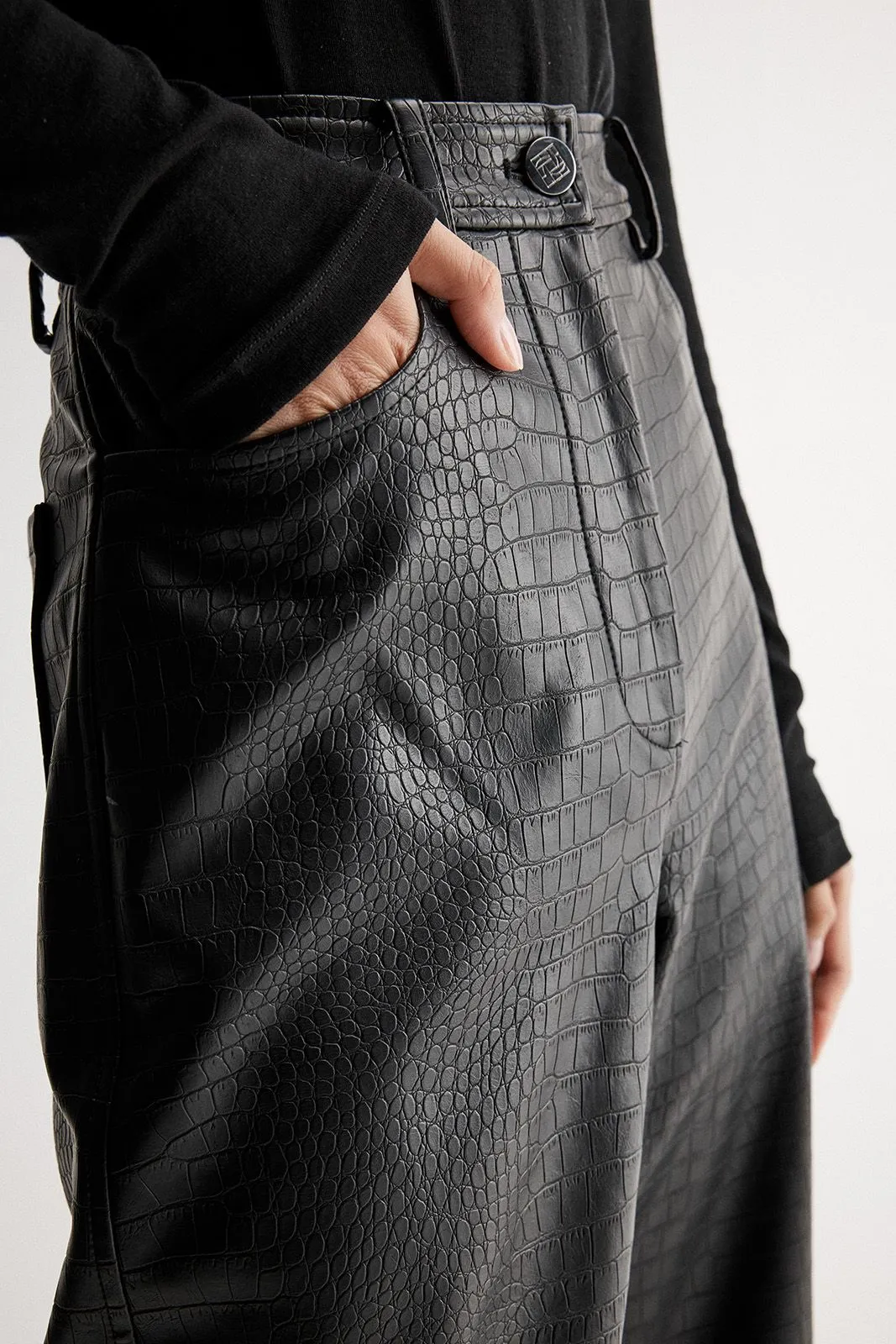 Black Croc Eden Pant