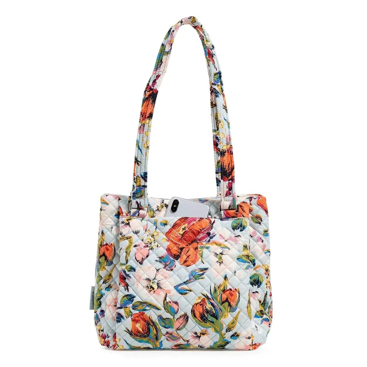 Cotton Vera Bradley Multi-Compartment Shoulder Satchel Purse, blue/multicolor