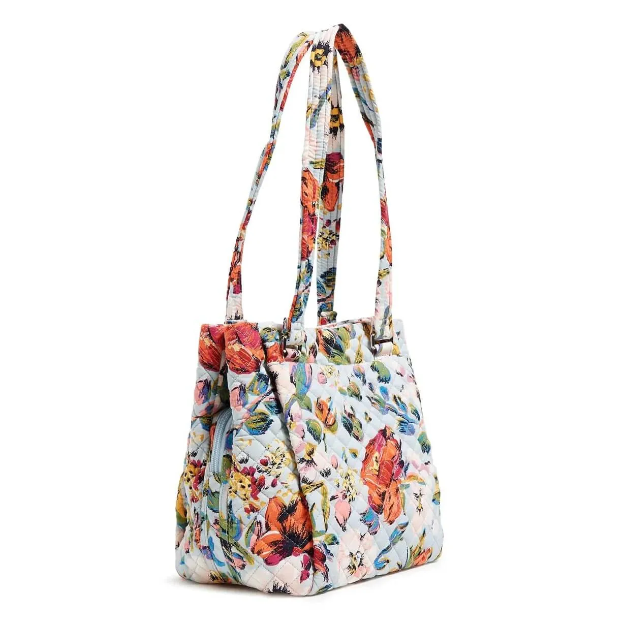 Cotton Vera Bradley Multi-Compartment Shoulder Satchel Purse, blue/multicolor