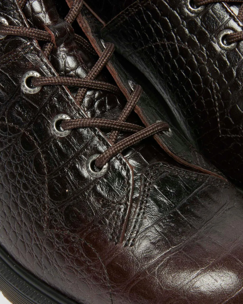 Dr Martens Archive Church Monkey Boots - Dark Brown Croc Emboss Analine Leather