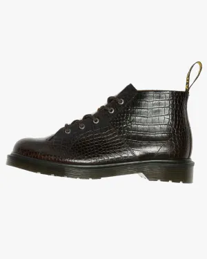 Dr Martens Archive Church Monkey Boots - Dark Brown Croc Emboss Analine Leather