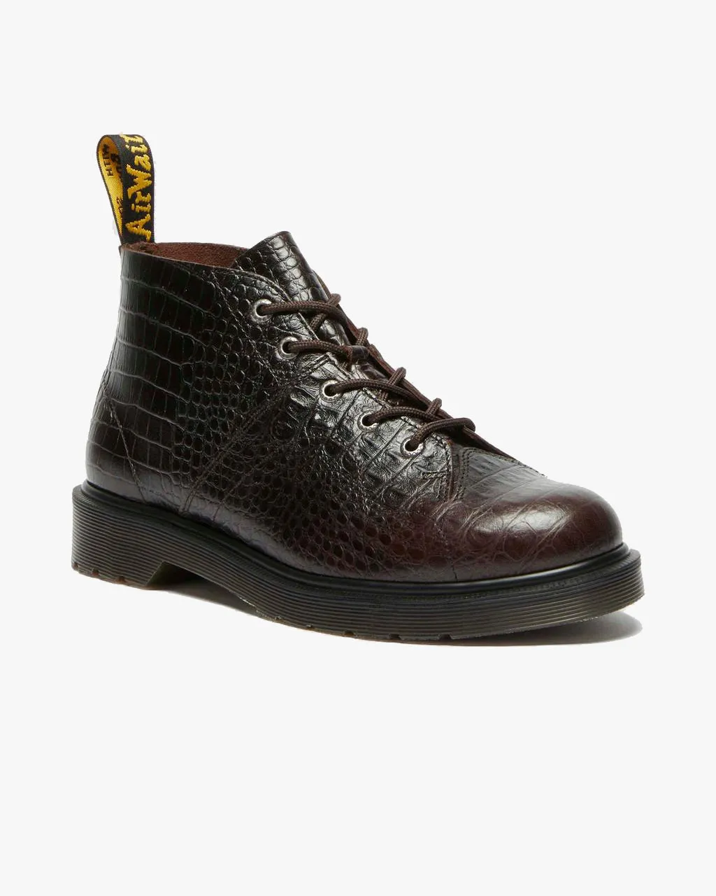 Dr Martens Archive Church Monkey Boots - Dark Brown Croc Emboss Analine Leather
