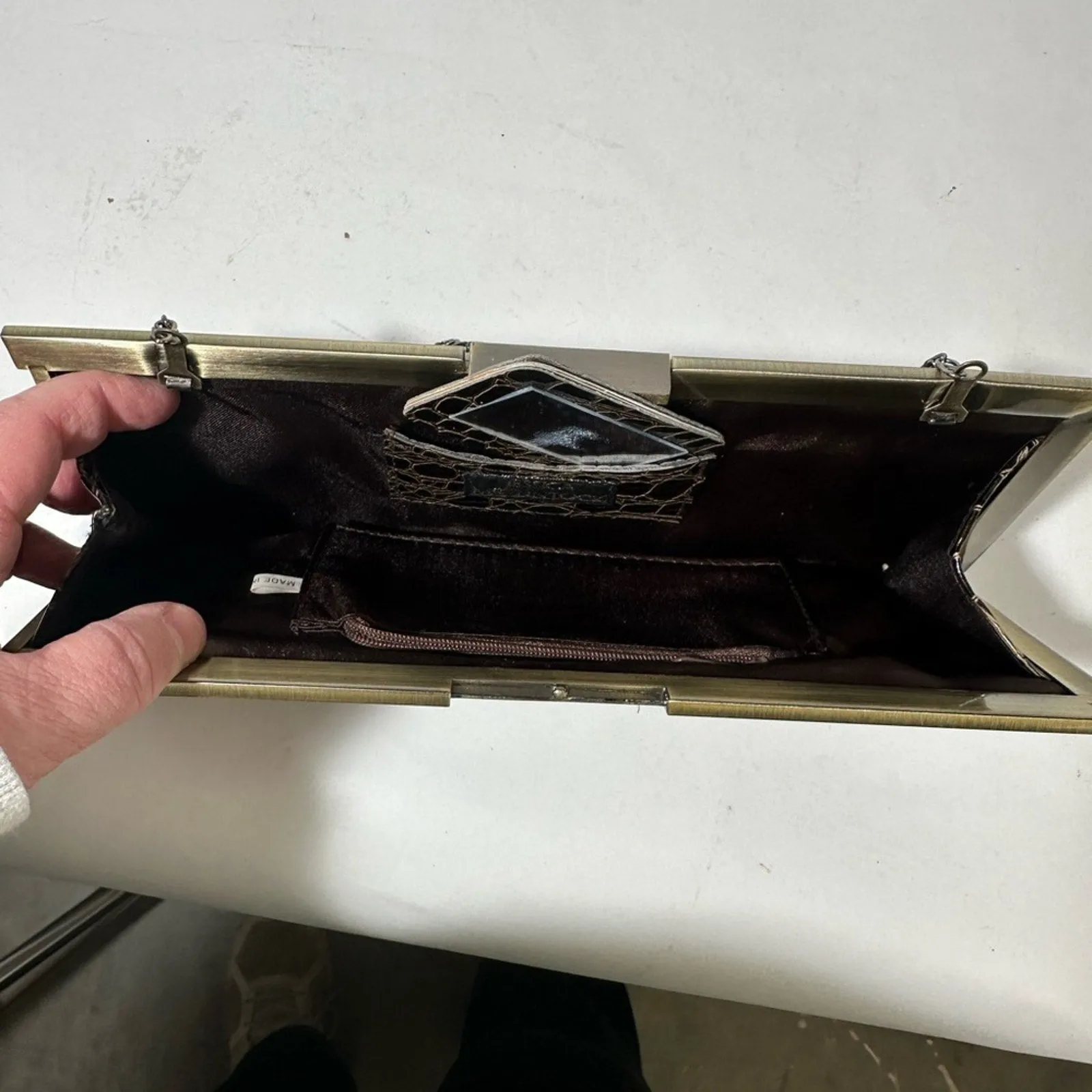 Elegant Black Crocodile-Embossed Clutch