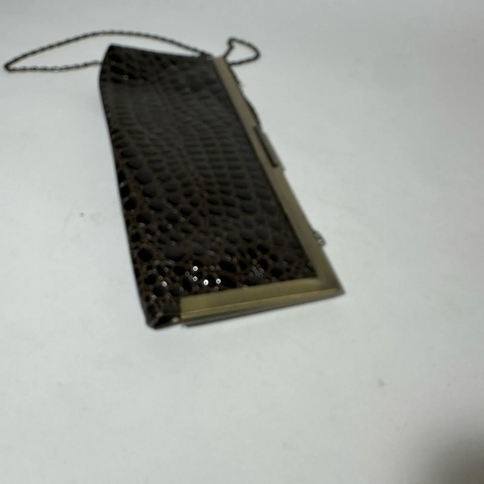 Elegant Black Crocodile-Embossed Clutch