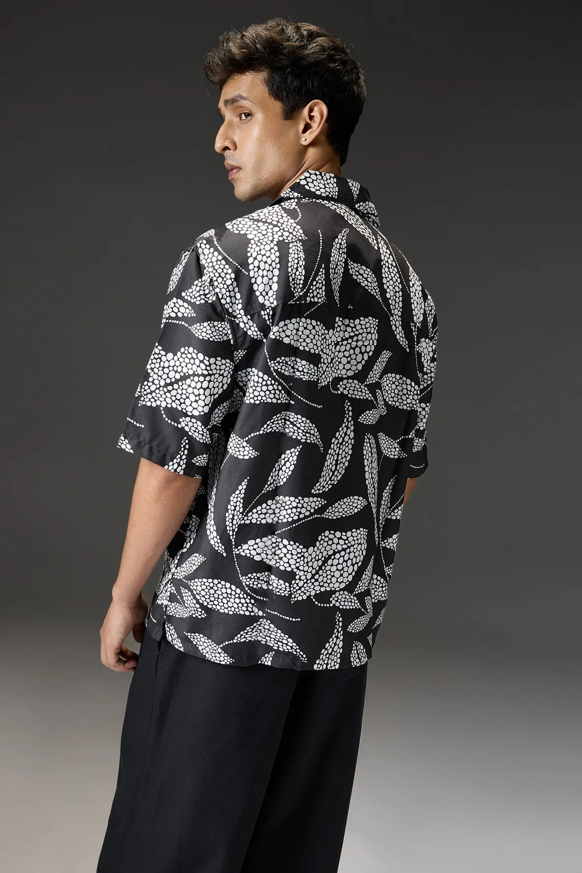 Graphite Leaf Men's Resort Collar Shirt