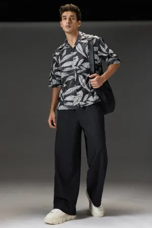 Graphite Leaf Men's Resort Collar Shirt