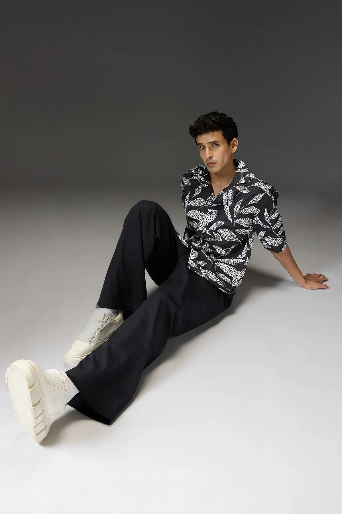 Graphite Leaf Men's Resort Collar Shirt