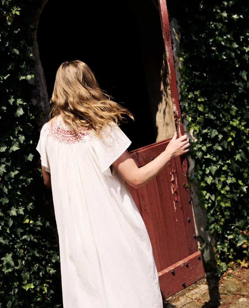 Maison Anana Nath Red Cream Shearing Dress