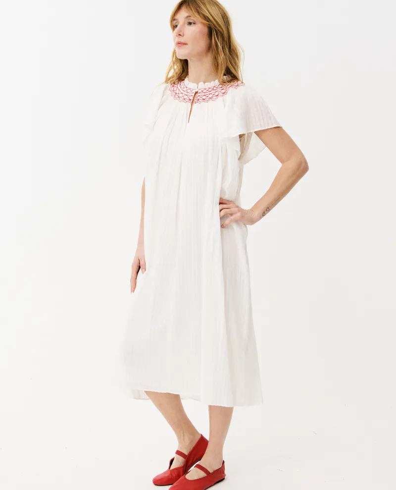 Maison Anana Nath Red Cream Shearing Dress