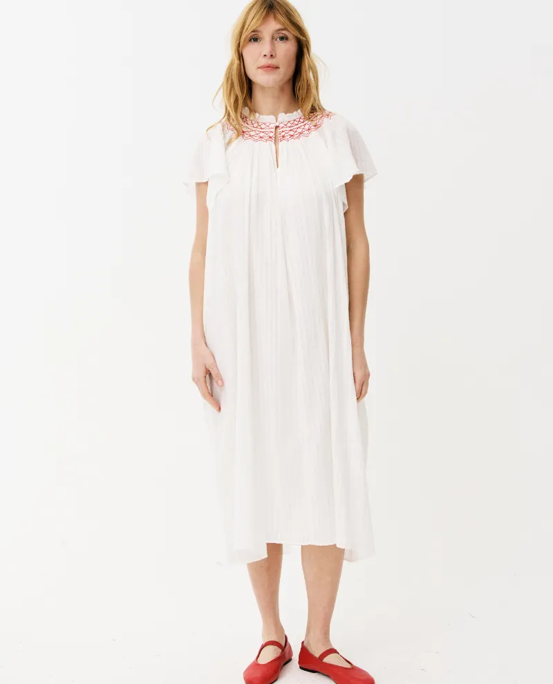 Maison Anana Nath Red Cream Shearing Dress