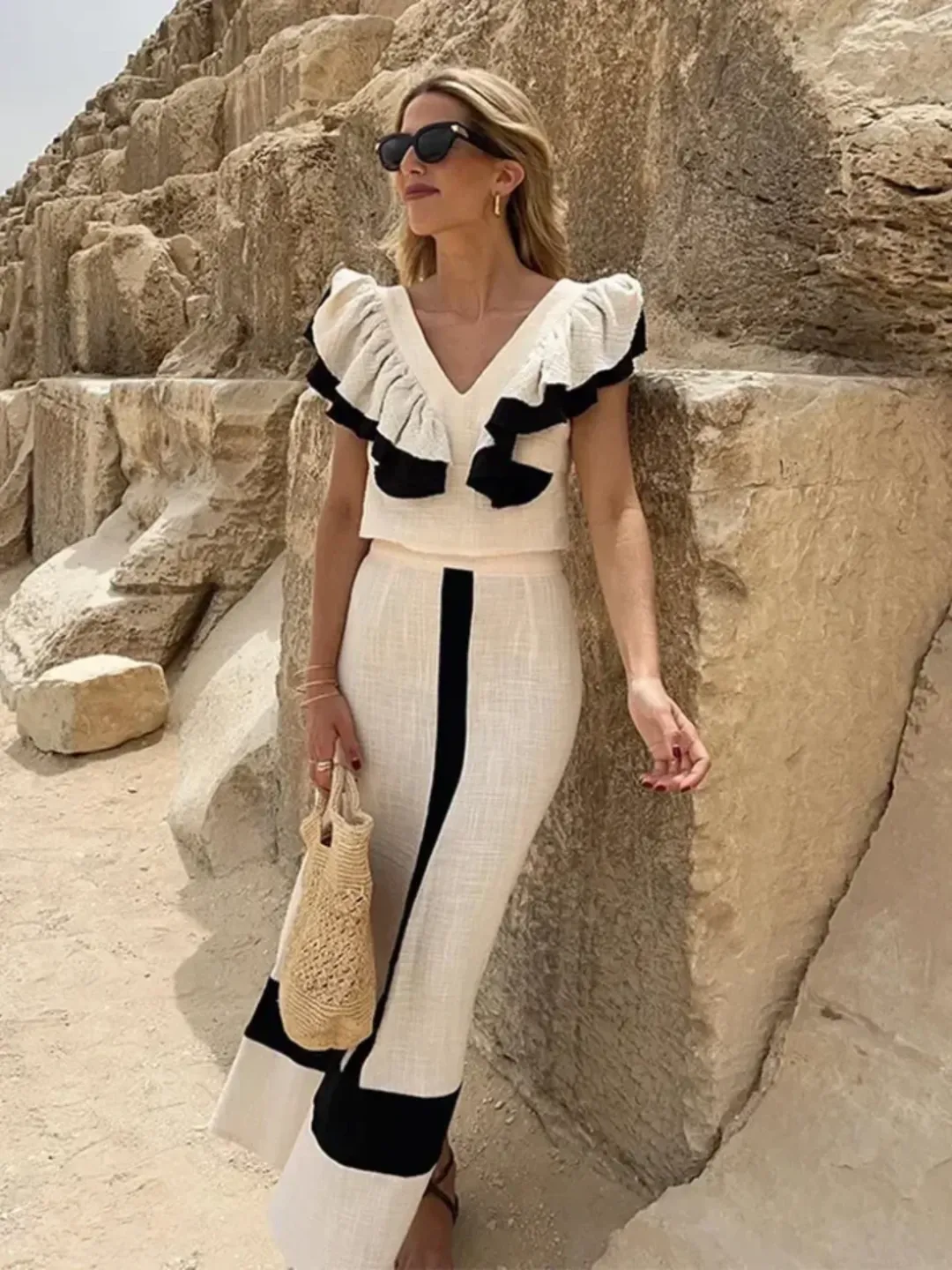 MELISSA - ELEGANT MIDI DRESS IN PATCHWORK