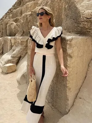 MELISSA - ELEGANT MIDI DRESS IN PATCHWORK