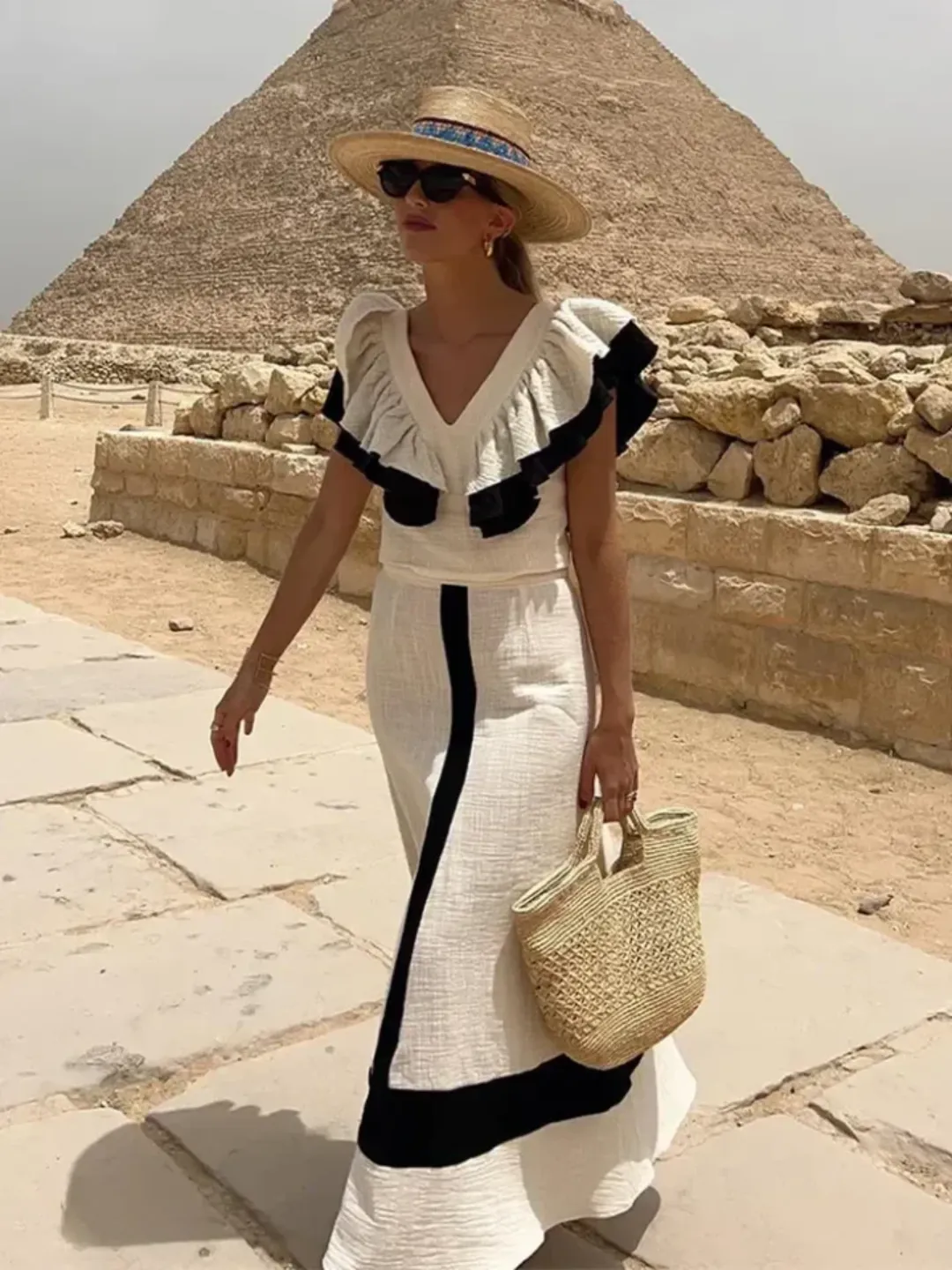 MELISSA - ELEGANT MIDI DRESS IN PATCHWORK