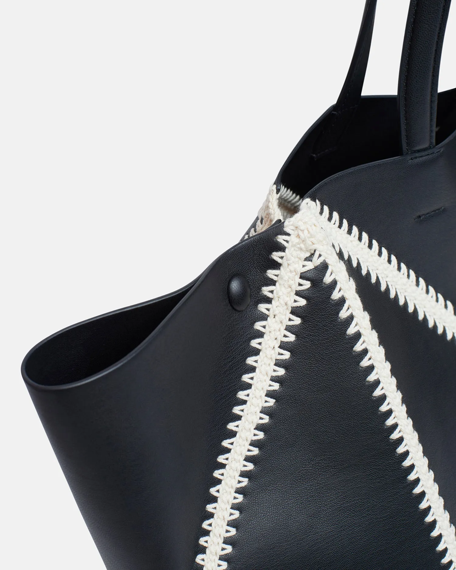 Origami Tote - Alt-Nappa Crochet Tote - Black/Crme