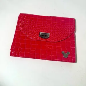 Red Crocodile Embossed Wallet with Mickey Mouse Detail