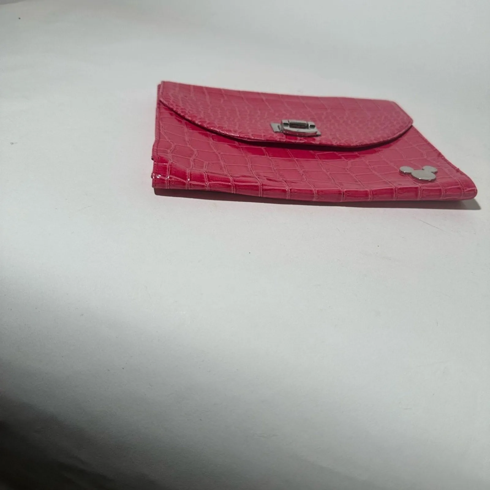 Red Crocodile Embossed Wallet with Mickey Mouse Detail