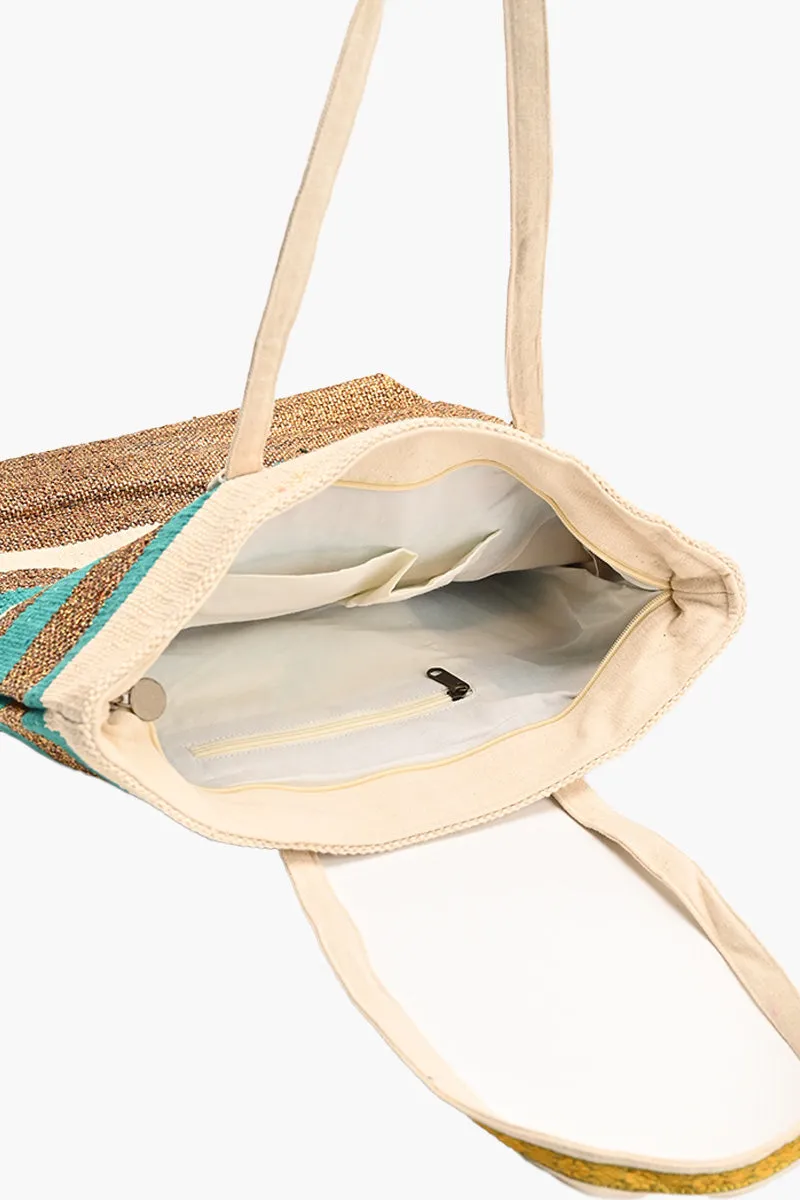 Turquoise Glitter Oversized Tote