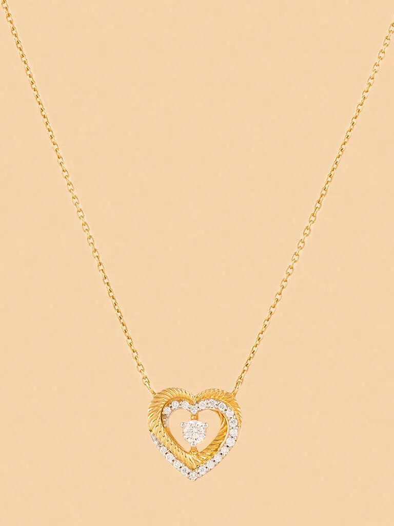 Westside X Pome Trendy Lab Diamond Layered Halo Heart Necklace