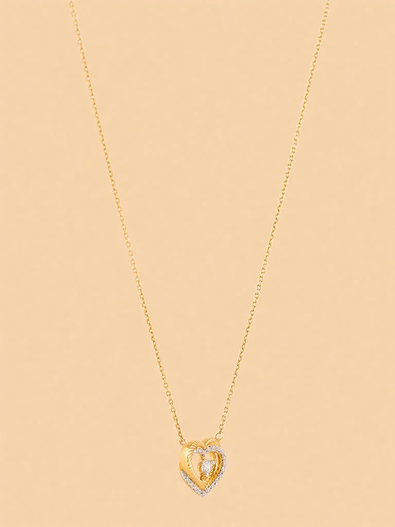 Westside X Pome Trendy Lab Diamond Layered Halo Heart Necklace