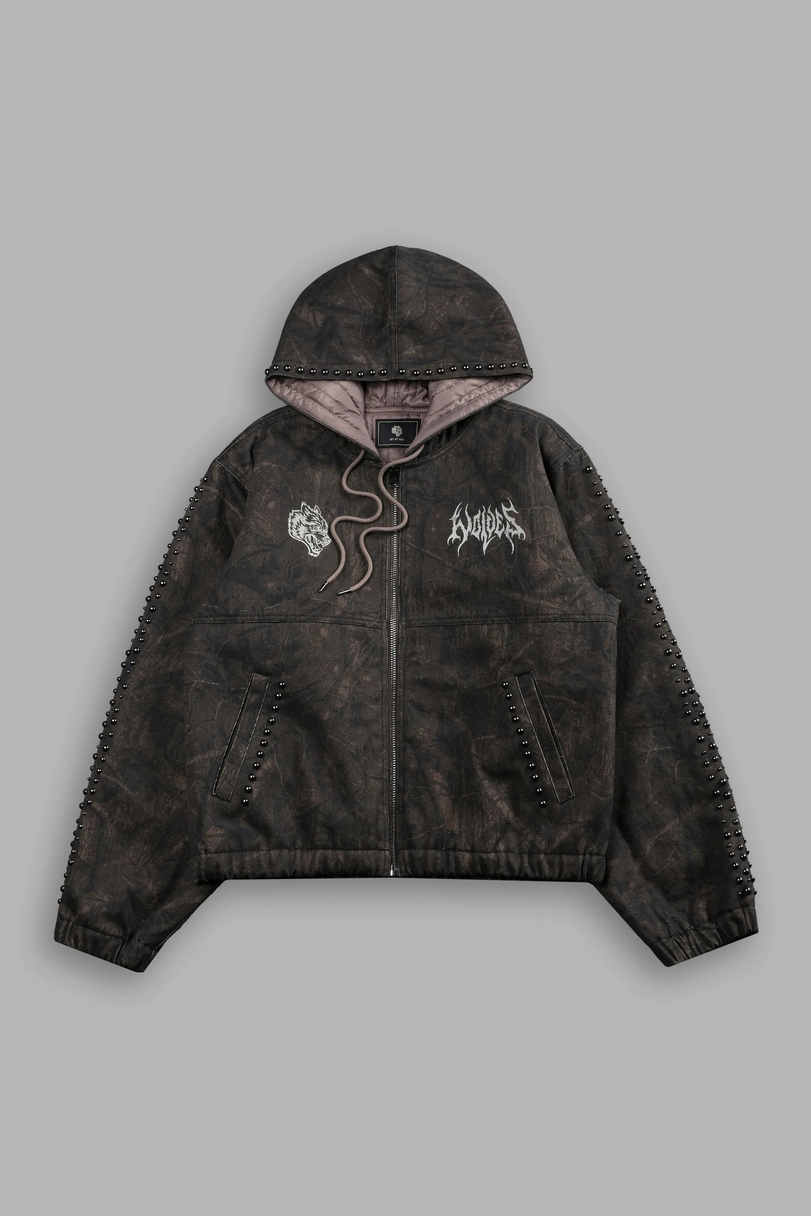 Wolves Hesh Studded Calaway Jacket in Brown Driftwood Forest Camo