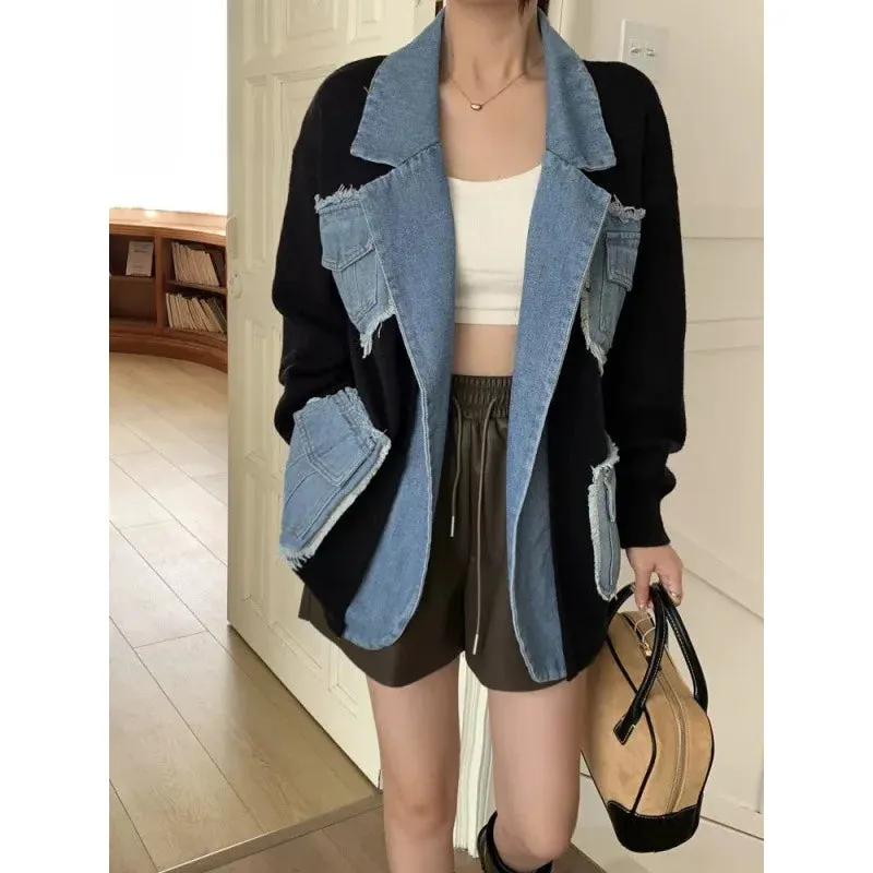 Zavi Denim Patchwork Cardigan