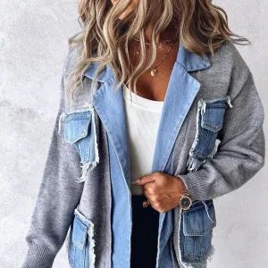 Zavi Denim Patchwork Cardigan