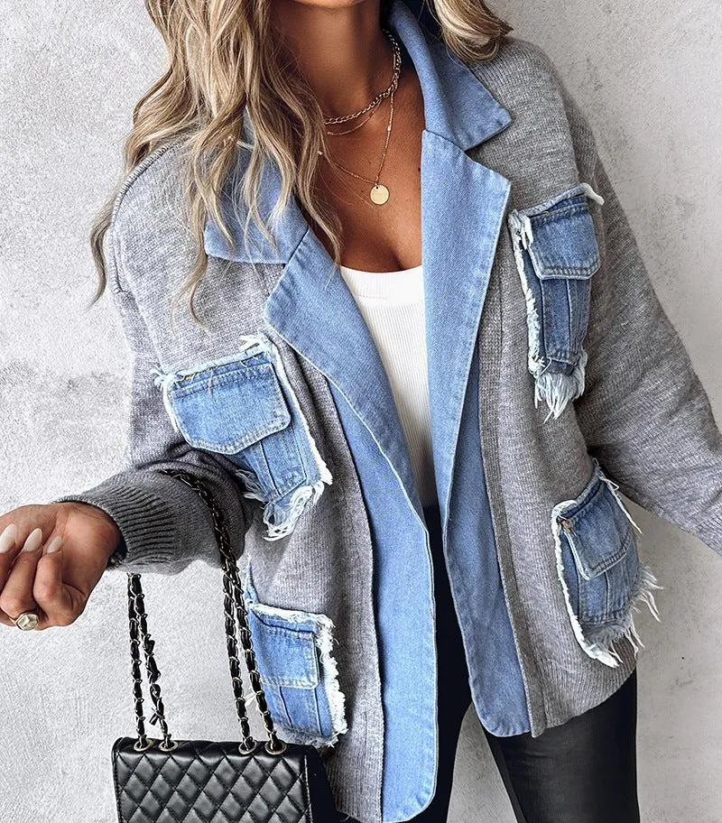 Zavi Denim Patchwork Cardigan