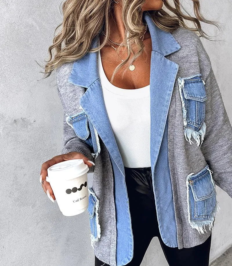 Zavi Denim Patchwork Cardigan