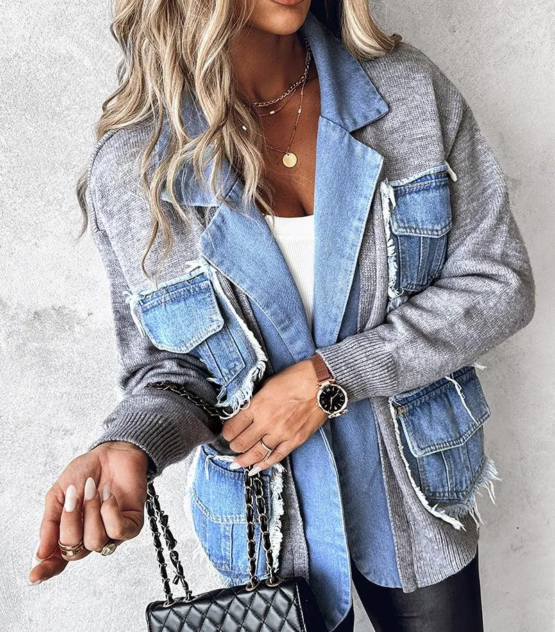 Zavi Denim Patchwork Cardigan